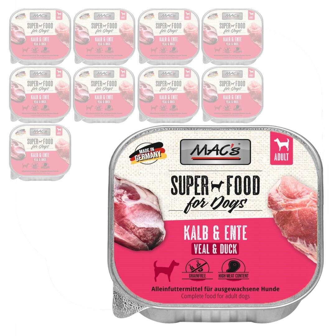 MAC's Dog Bezobilné Vlhké Krmivo pro psa Tácek 10x150g Telecí s kachnou