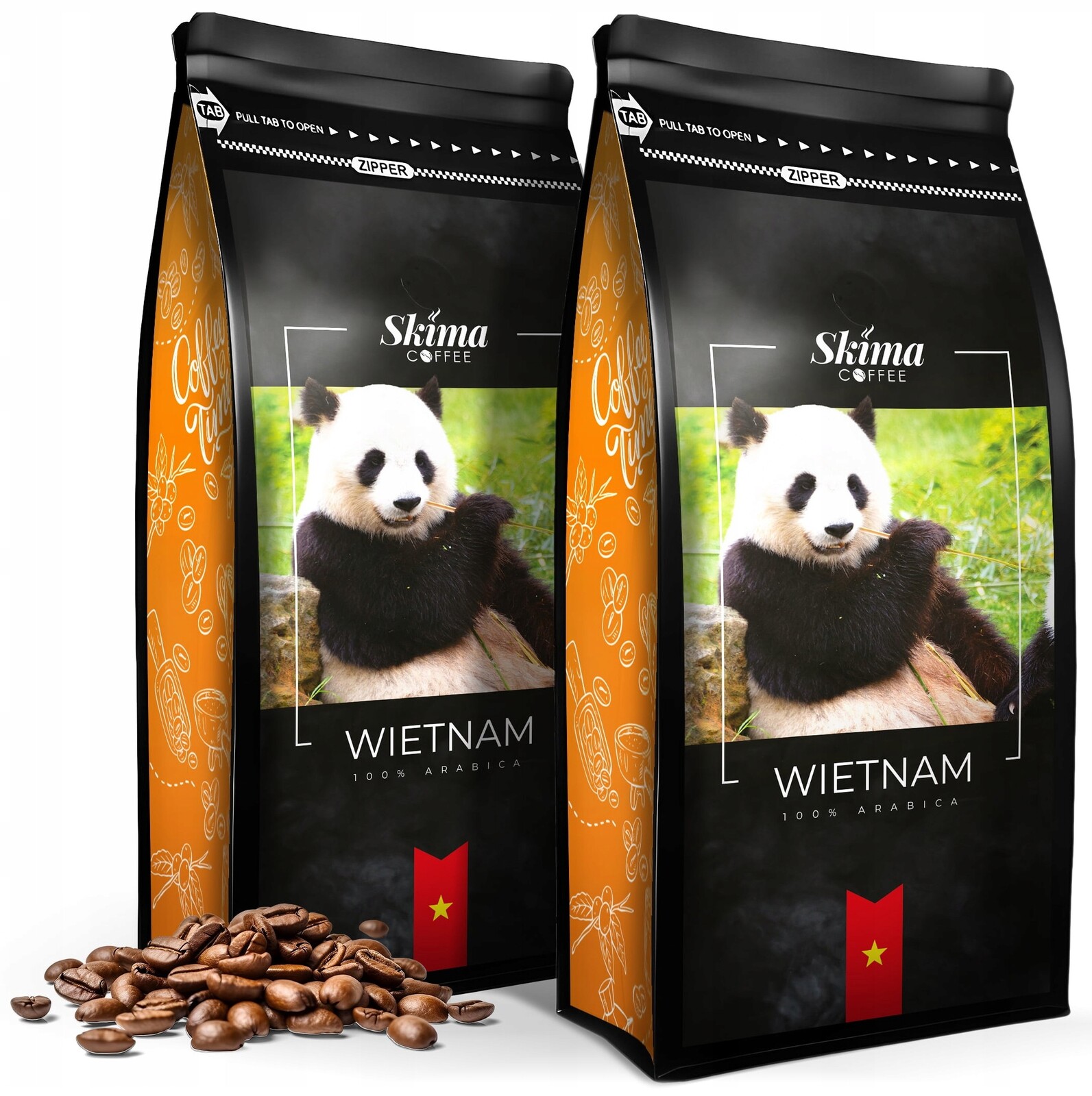Káva zrnková 2x1kg Vietnam 100% Arabica Čerstvě pražená pro kávovar Skima