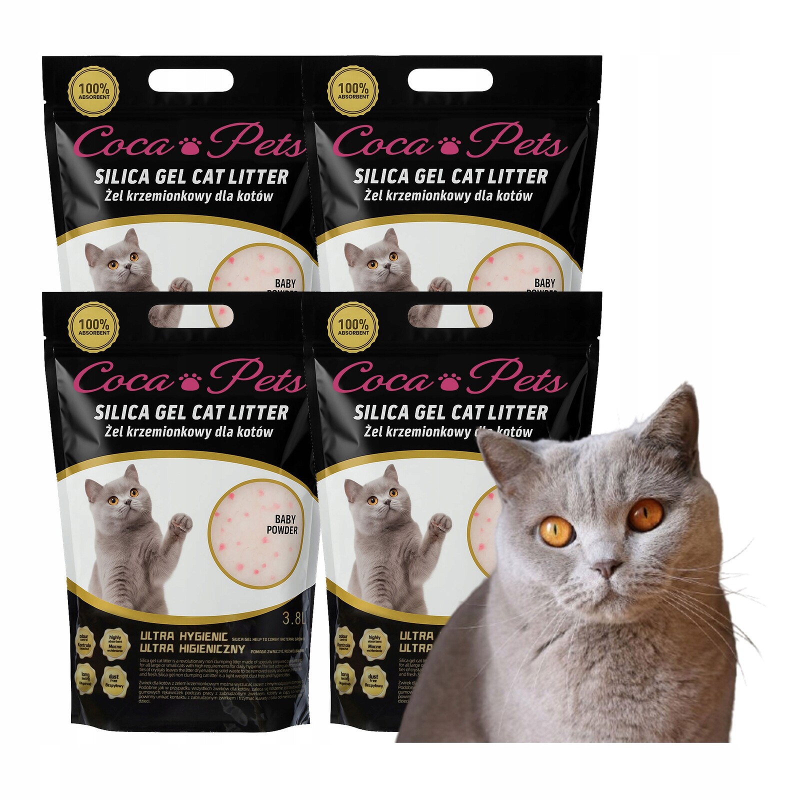 Silikonové Stelivo Pro Kočky Jemný Bezprašný 4 balení Set 6 kg 15,2 l