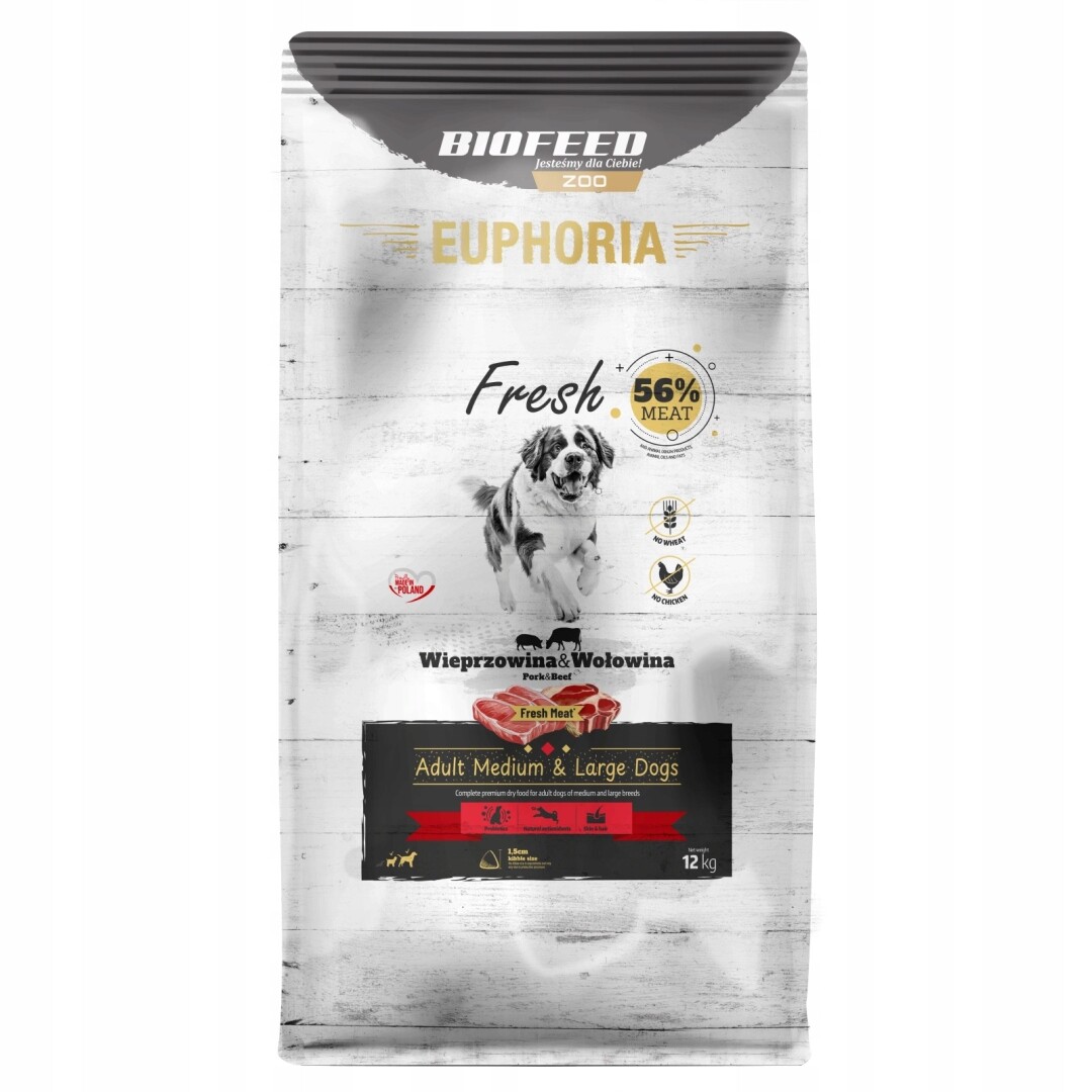 Biofeed Euphoria Fresh Pork&Beef 12 kg Krmivo pro psy středních a velkých plemen