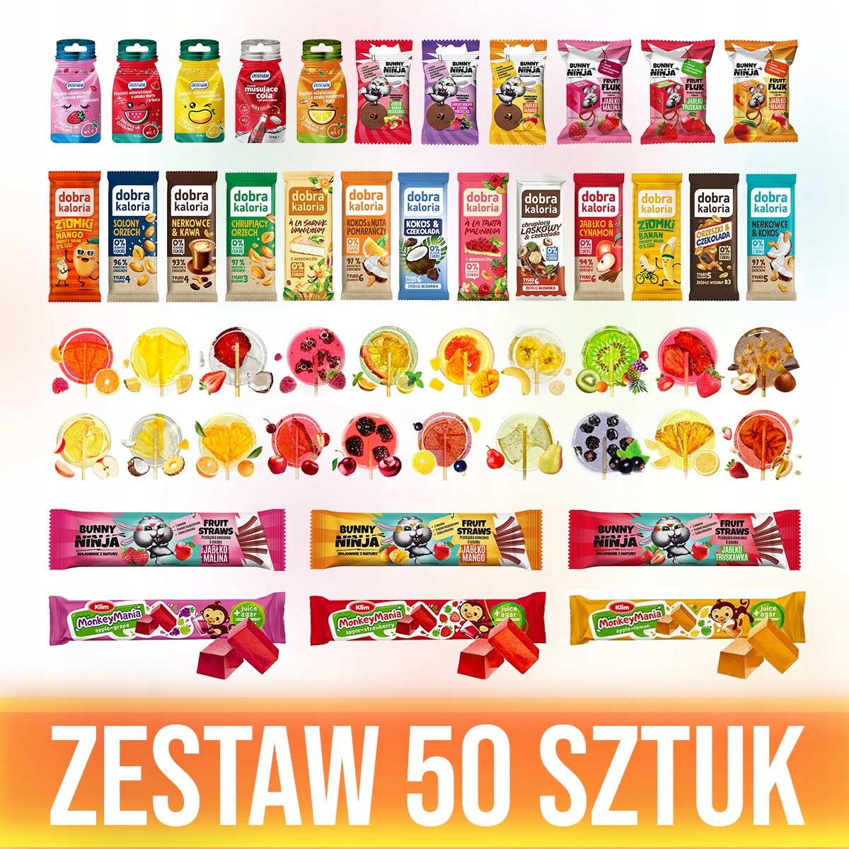 Sada prémiových zdravých sladkostí bez cukru „MIX Chutí“ 50 ks jako dárek