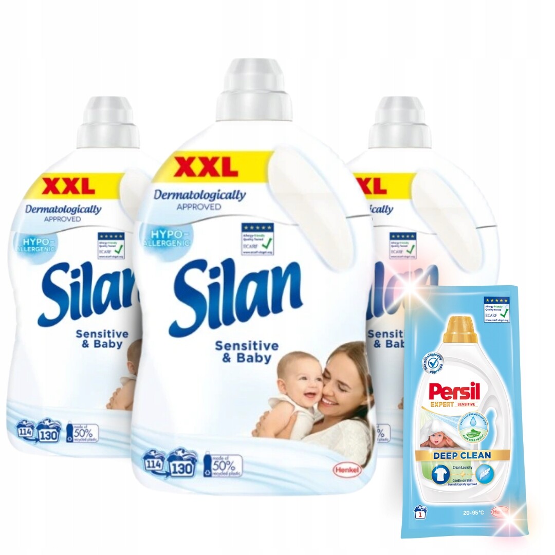 Silan tekutá aviváž Sensitive 390pr 2,86L x3 Dárek