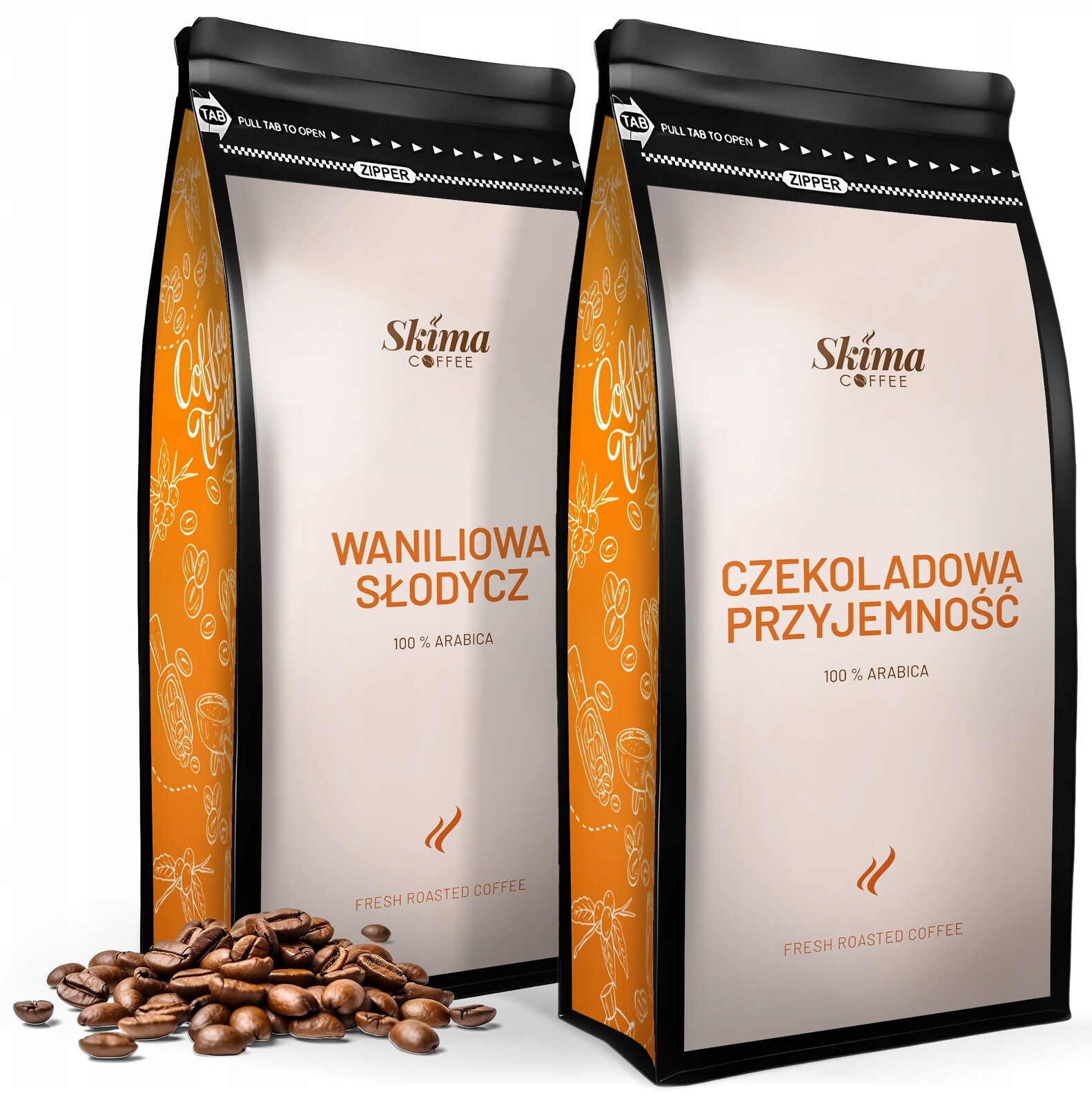 Káva zrnková 2x1kg Čokoládová Potěšení/vanilková Sladkost SkimaCoffee