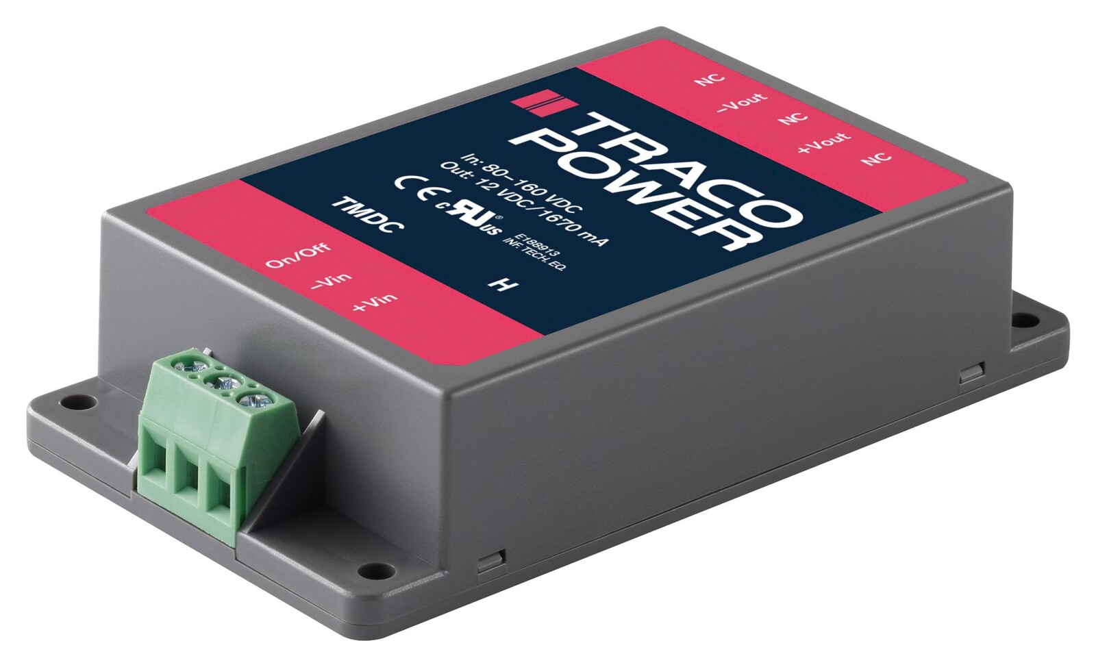 Traco Power Tmdc 20-7212H Dc-Dc Converter, 12V, 1.67A