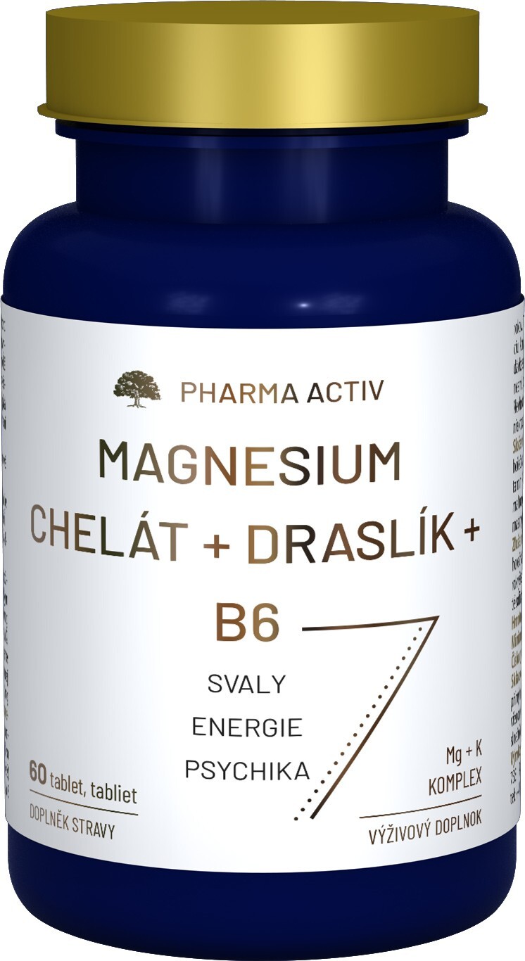 PHARMA ACTIV Magnesium Chelát + Draslík + B6, 60 tablet