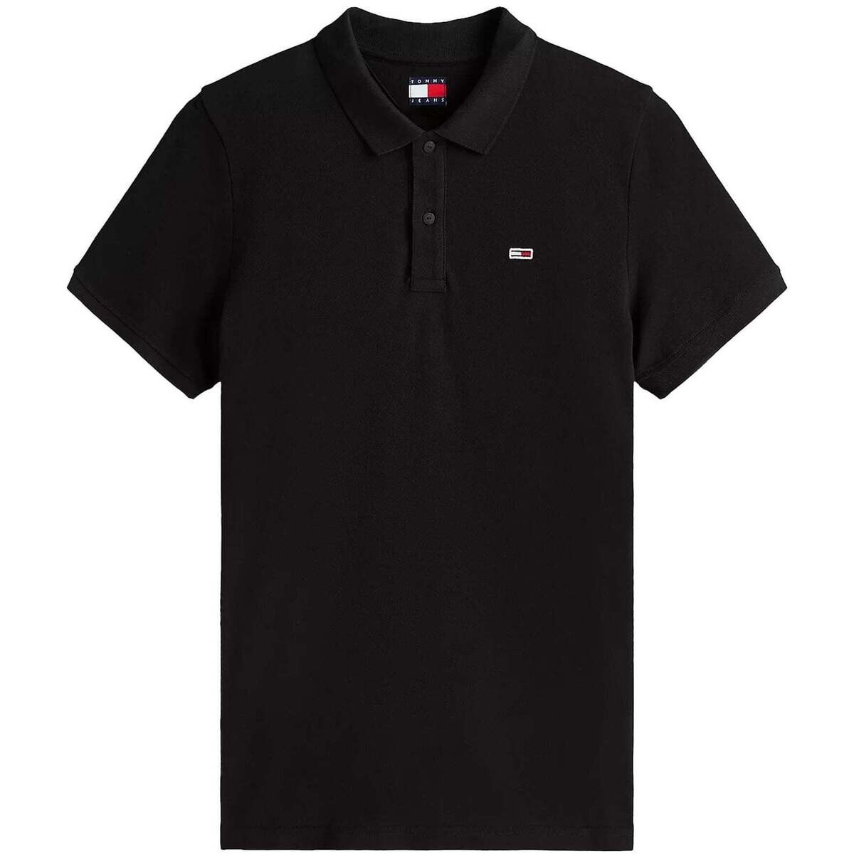 Tommy Jeans  Flag Slim Polo Shirt Black  Černá