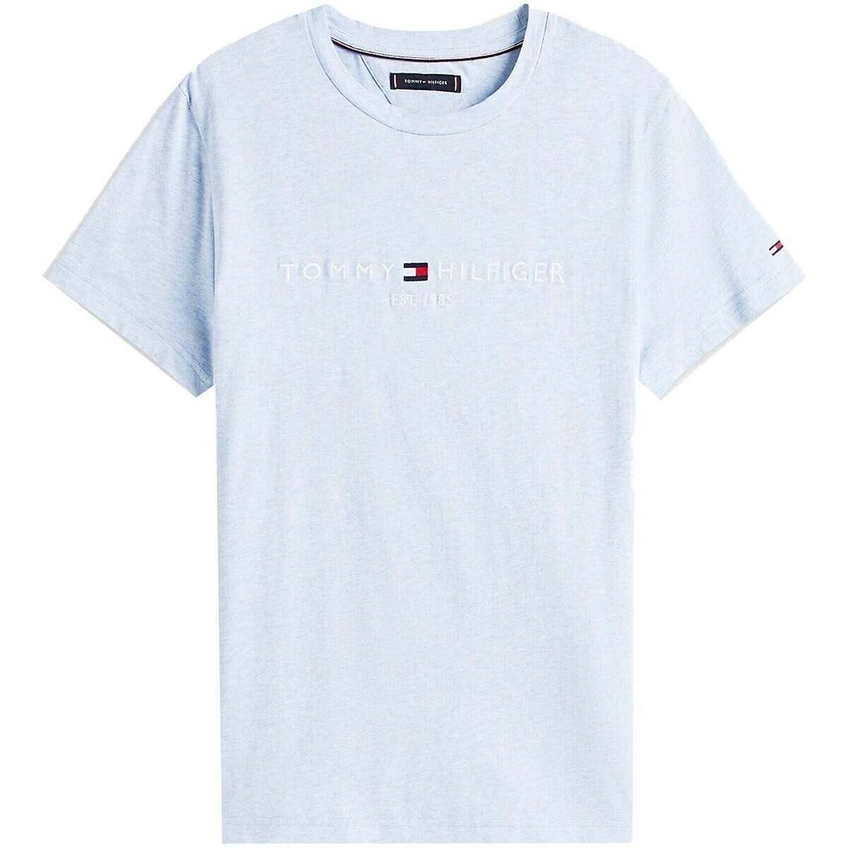 Tommy Hilfiger  Slim Logo Embroidery T-Shirt Heathered Blue  Modrá