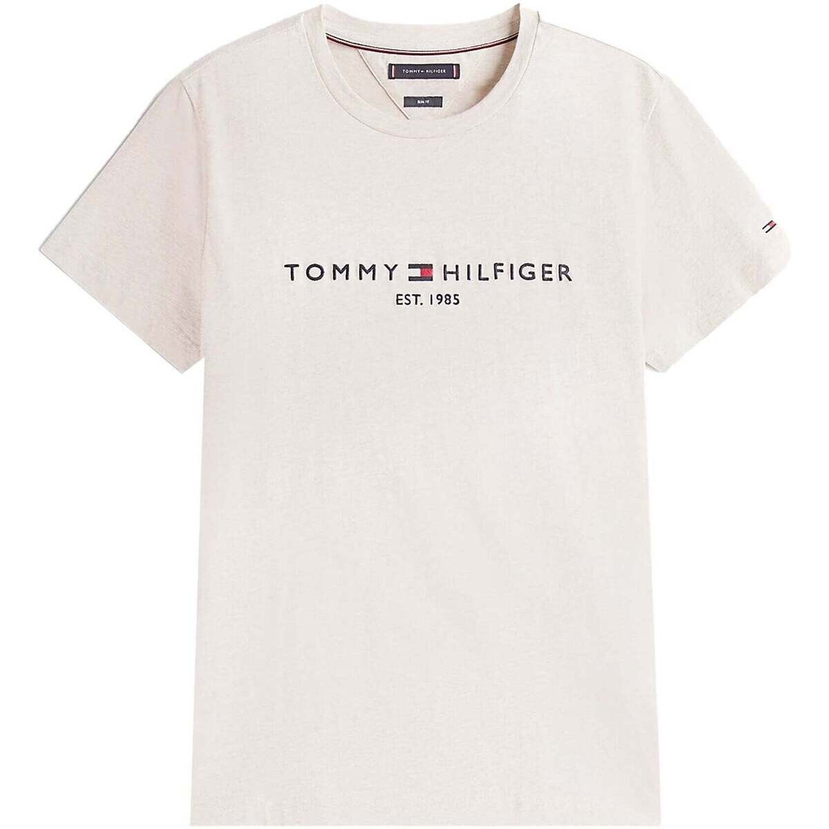 Tommy Hilfiger  Slim Logo Embroidery T-Shirt Heathered Oatmilk  Béžová
