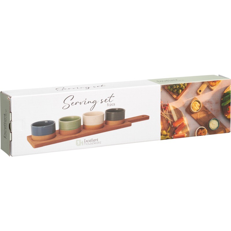 EXCELLENT HOUSEWARE Sada misek na pochutiny servírovací s prkénkem 4 ks KO-210001100