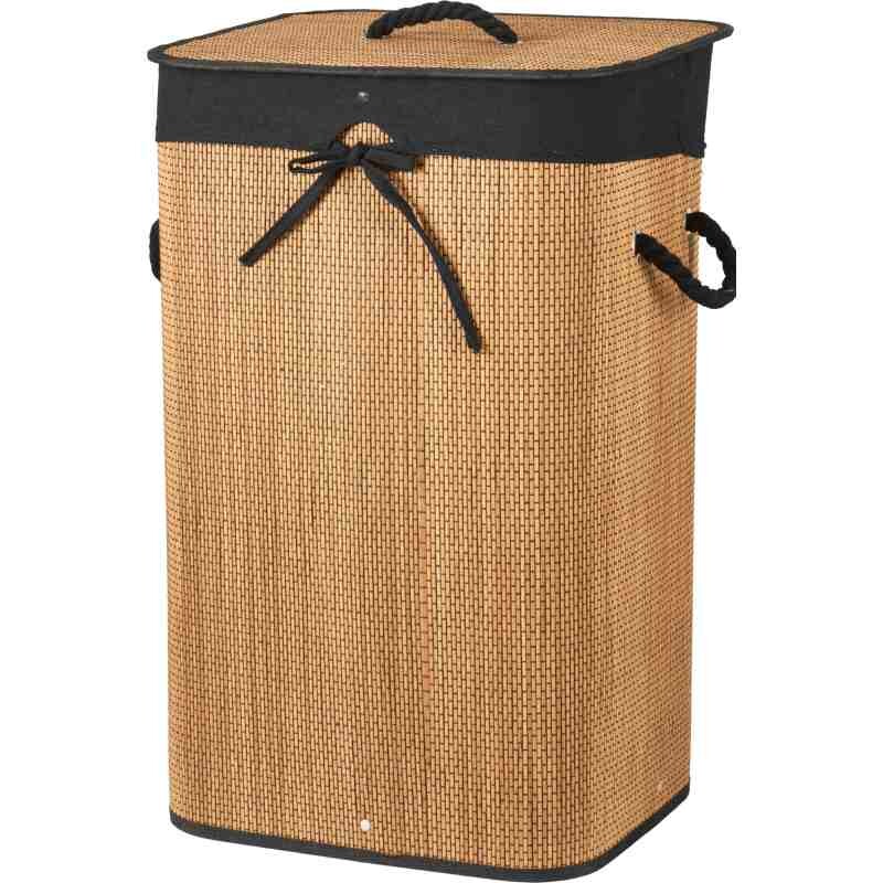 EXCELLENT HOUSEWARE Koš na prádlo bambus 40x30x60 cm hnědá/černá KO-KR9000070