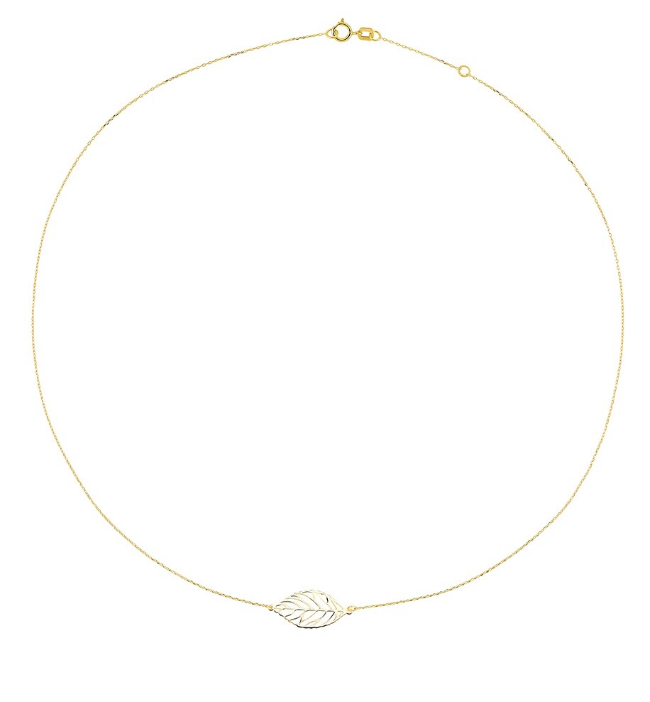 Cutie Jewellery Něžný náhrdelník ze žlutého zlata Lístek Z0130-40-X-1