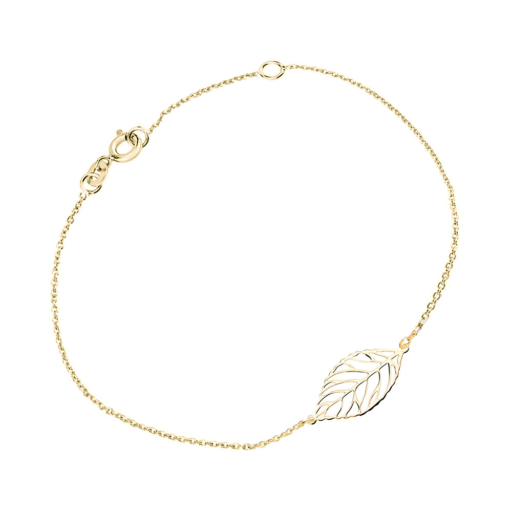 Cutie Jewellery Půvabný dámský náramek ze žlutého zlata Lístek Z0131-60-X-1