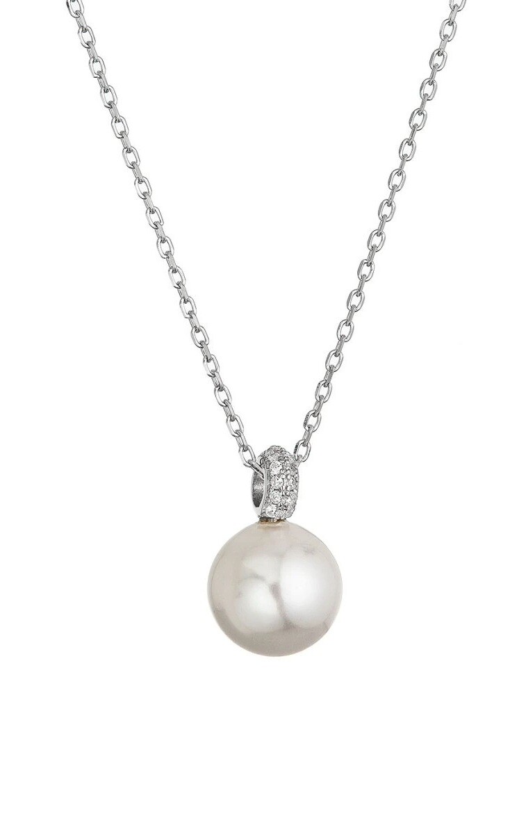 Evolution Group - Pavona Stříbrný náhrdelník se zirkony a shell perlou 12143.1