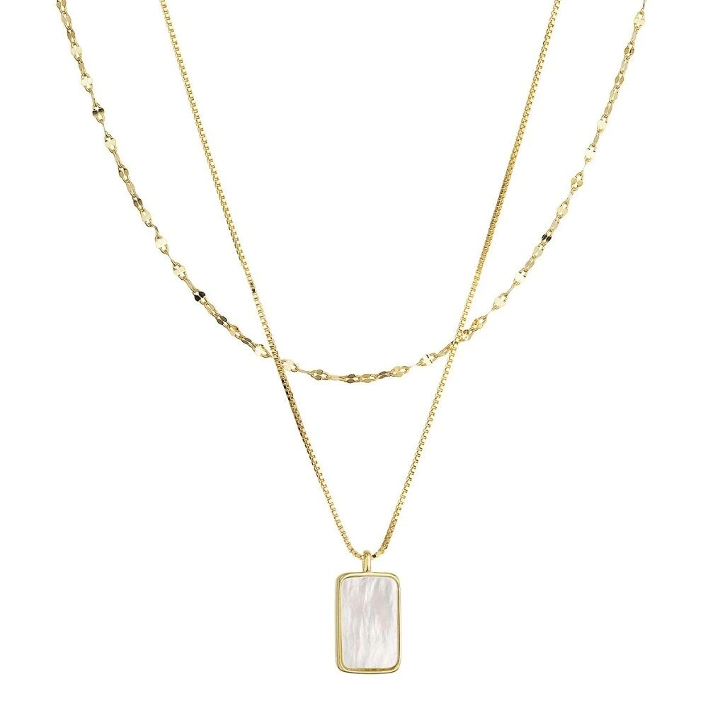 Evolution Group - Pavona Pozlacený dvojitý náhrdelník s perletí 12155.1