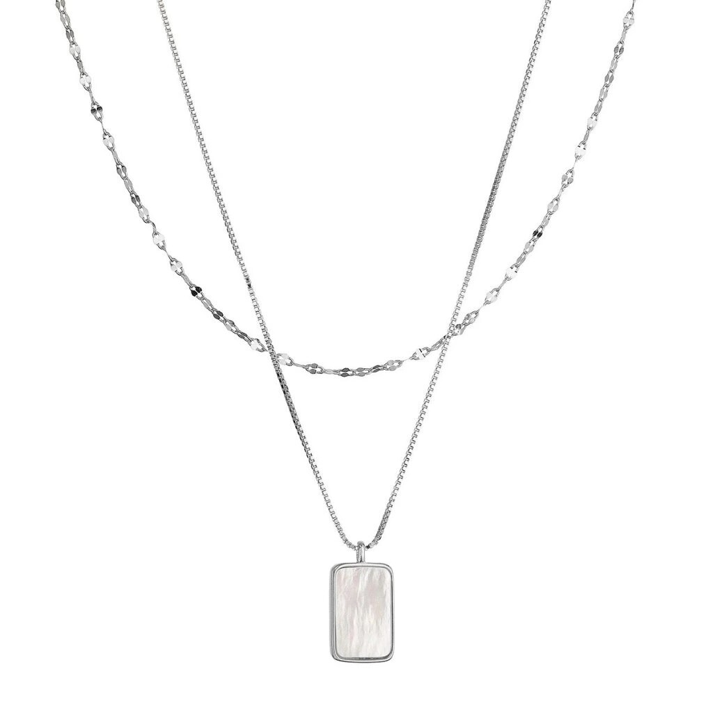 Evolution Group - Pavona Stříbrný dvojitý náhrdelník s perletí 12155.1