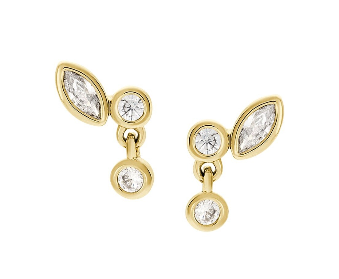 Fossil Něžné pozlacené náušnice z mosazi Ellis JA7290710