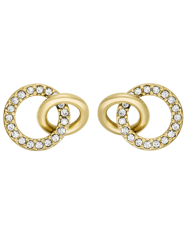 Fossil Třpytivé pozlacené náušnice s kroužky Hazel JOF00969710