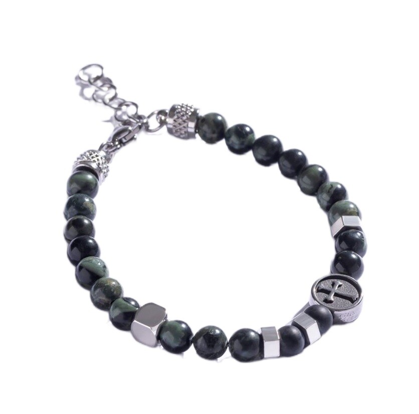 Marc Malone Korálkový náramek pro muže se zeleným jaspisem MCGB5024