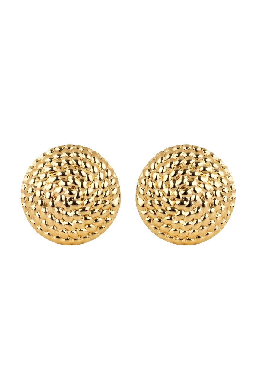 Marc Malone Výrazné pozlacené náušnice Camellia Gold Earrings MCE250210G