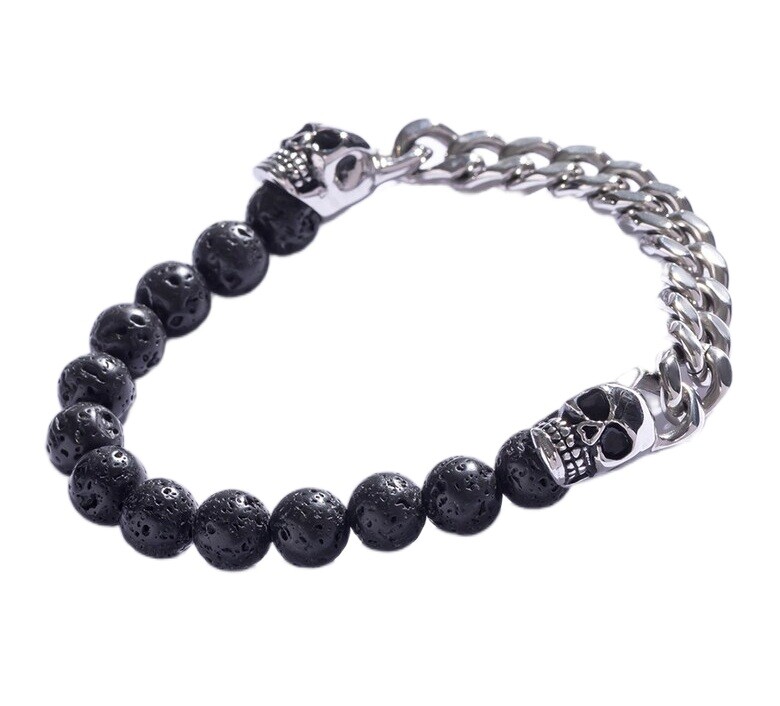 Marc Malone Výrazný pánský náramek s lávovým kamenem MCGB5042S