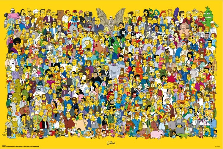 GRUPO ERIK Plakát, Obraz - The Simpsons - Cast, 91.5 × 61 cm