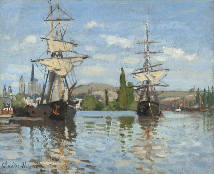 Claude Monet Obrazová reprodukce Ships Riding on the Seine at Rouen (1872-73), Claude Monet, 40 × 30 cm