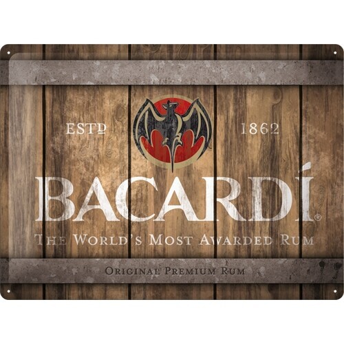 Postershop Plechová cedule Bacardi - Wood Barrel Logo, 40 × 30 cm