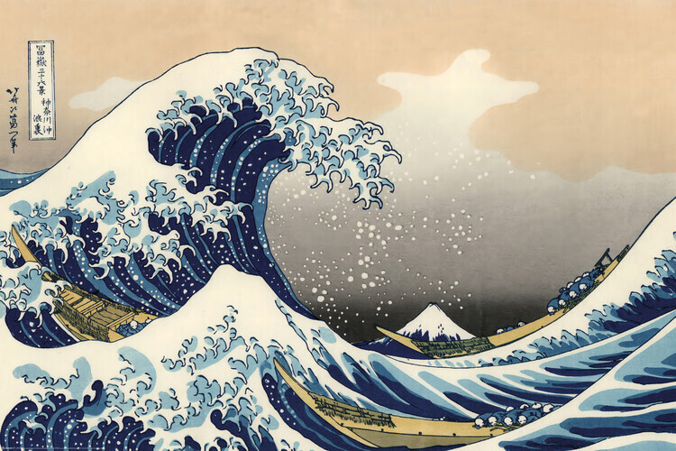 Europosters Plakát, Obraz - Katsushika Hokusai - The Great Wave off Kanagawa, 120 × 80 cm