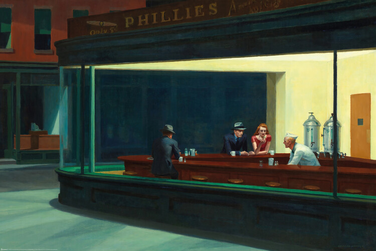 Europosters Plakát, Obraz - Edward Hopper - Nighthawks, 120 × 80 cm