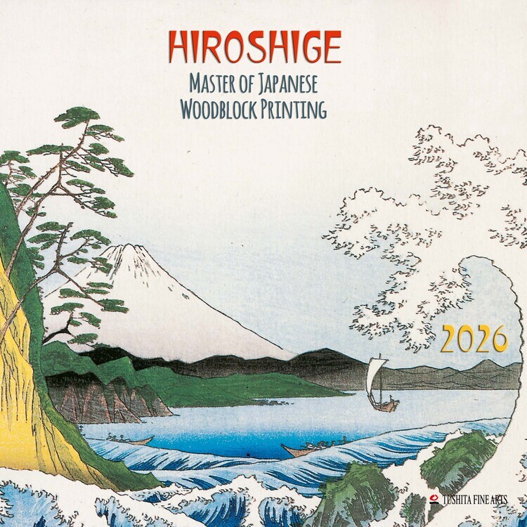 TUSHITA Kalendář 2026 Hiroshige - Japanese Woodblock Printing, 30 x 30 cm