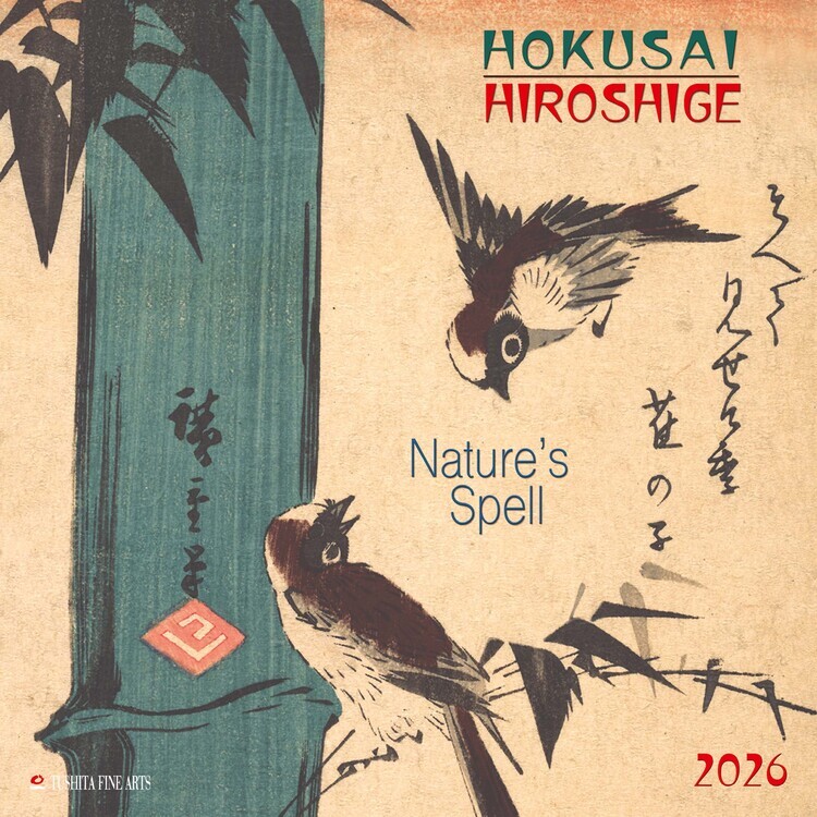 TUSHITA Kalendář 2026 Hokusai Hiroshige - Nature's Spell, 30 x 30 cm
