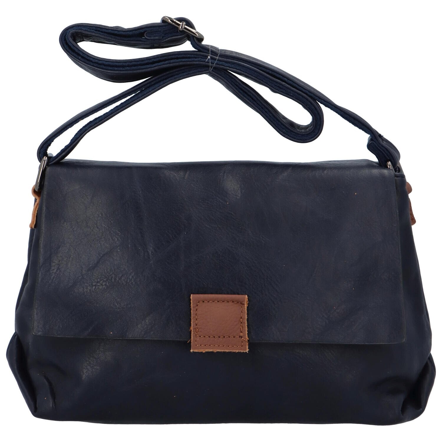 Trendová dámská koženková taška přes rameno Finola, tmavě modrá