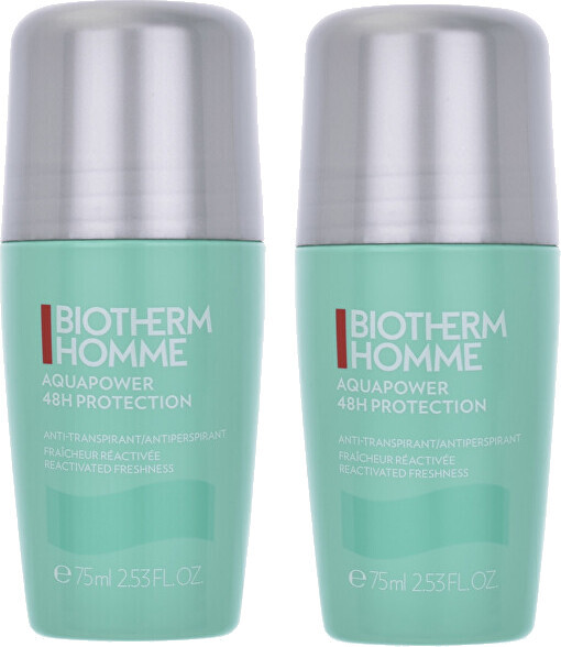 Biotherm Sada kuličkových deodorantů Aquapower (48H Protector) 2 x 75 ml