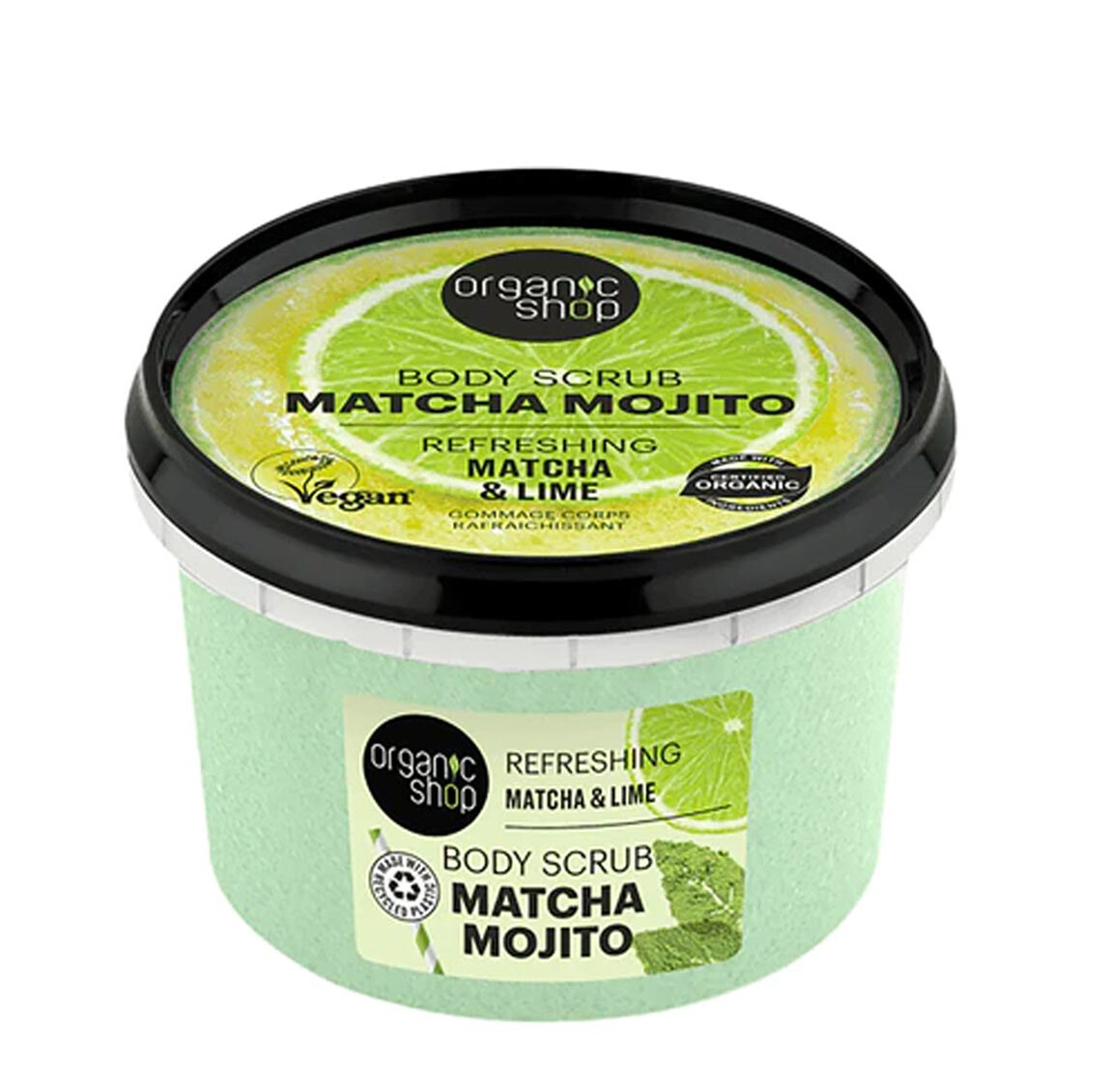 Organic Shop Osvěžující tělový peeling Matcha Mojito Matcha a limetka (Refreshing Body Scrub) 250 ml