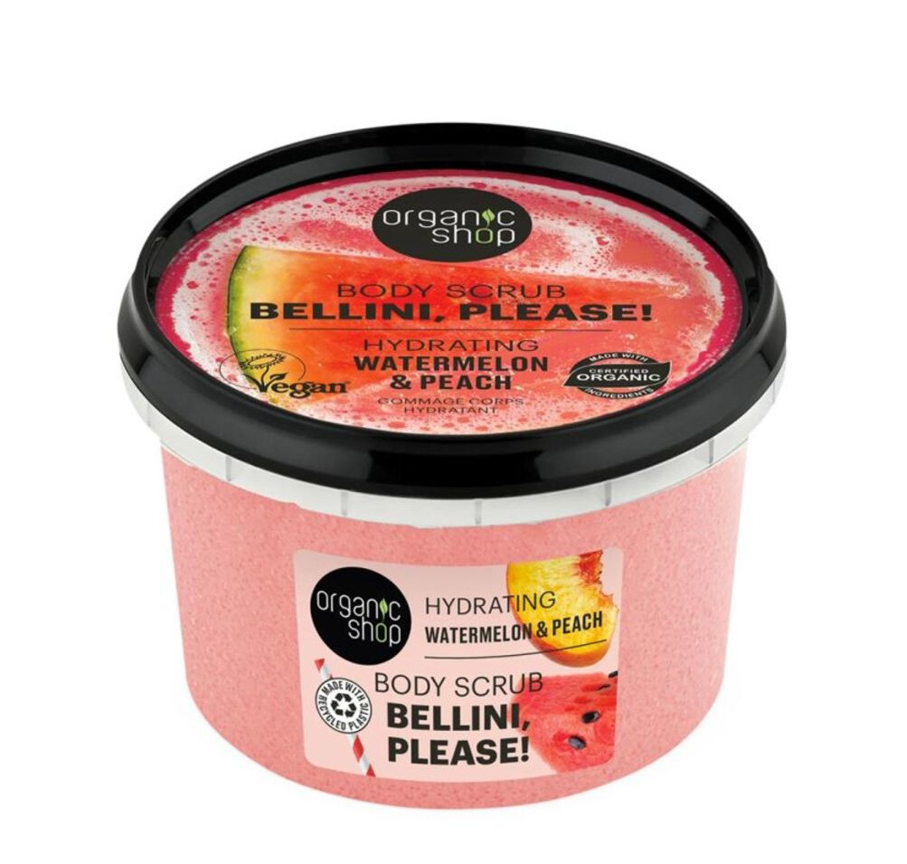 Organic Shop Hydratační tělový peeling Bellini, please! Vodní meloun a broskev (Hydrating Body Scrub) 250 ml