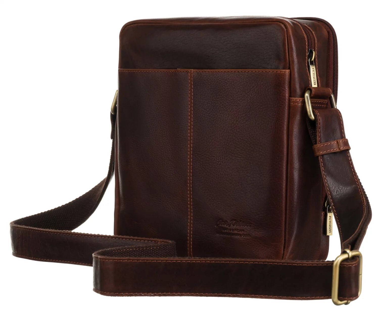 Trendy pánská kožená crossbody taška Peterson Faris, koňaková