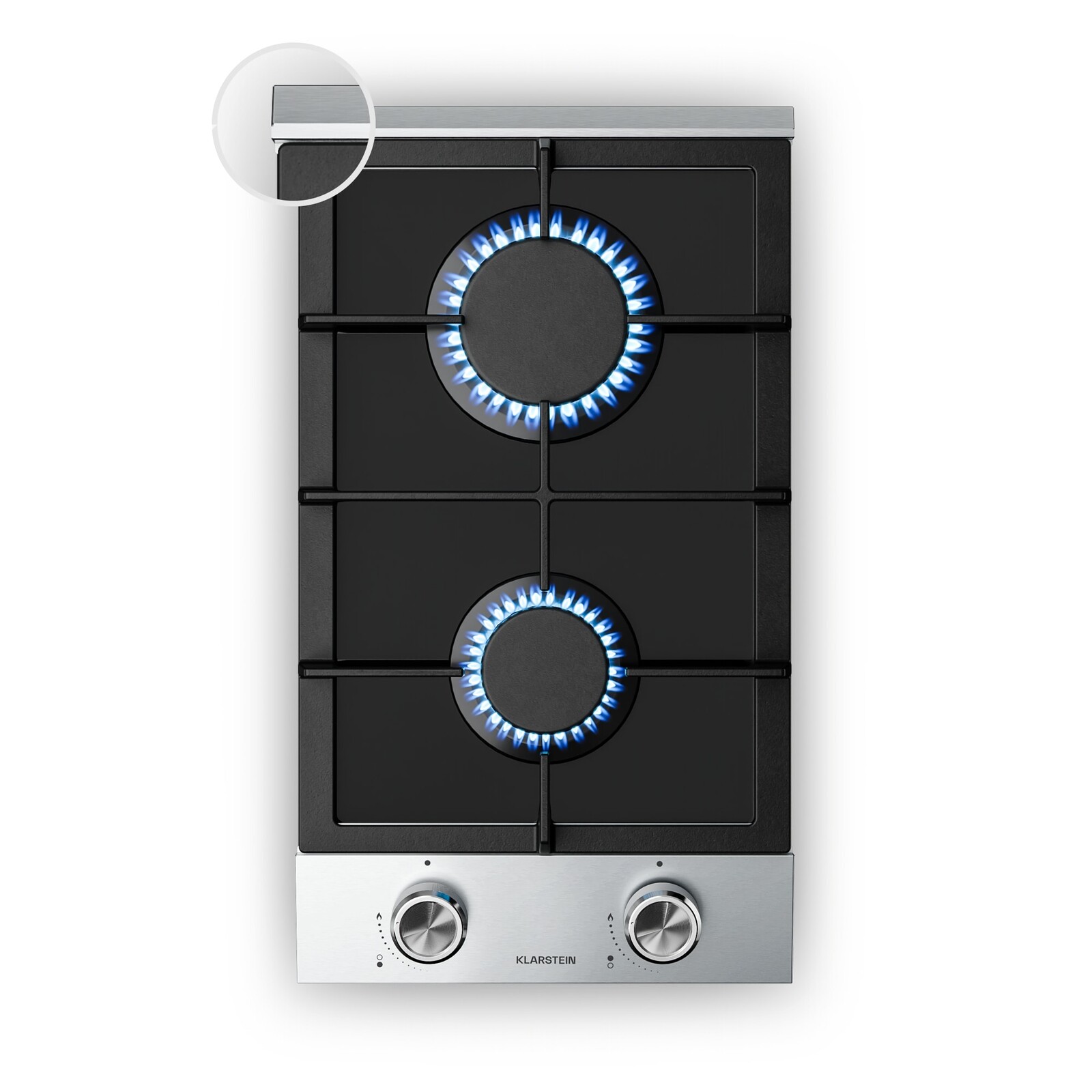 Klarstein Verosteel plynová varná deska 30cm, 2-zóna, elektrické zapalování, kompatibilní s zemním plynem a LPG, 4200 W