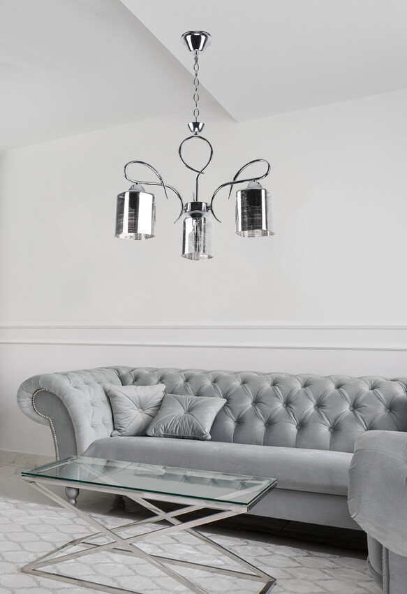 Lustr chrom + stříbrná závěsná lampa 3xE27 Italo