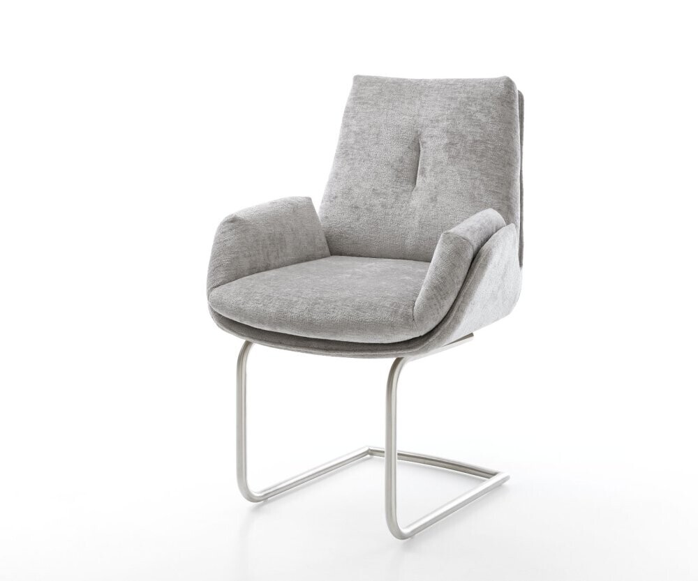 Jídelní židle Clea-Flex žinylka stříbrnošedá konzolová podnož kulatá