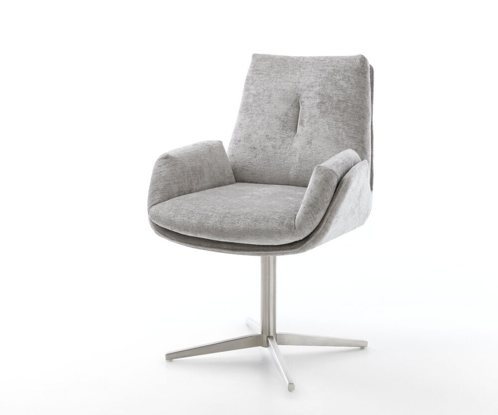 Jídelní židle Clea-Flex žinylka stříbrnošedá podnož nerezová ocel 360°