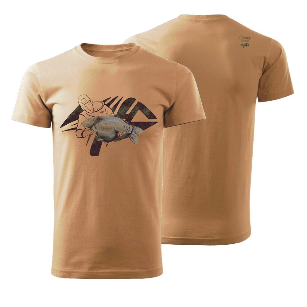 Giants fishing Tričko pánské béžové Rybář s kaprem - vel. 2XL