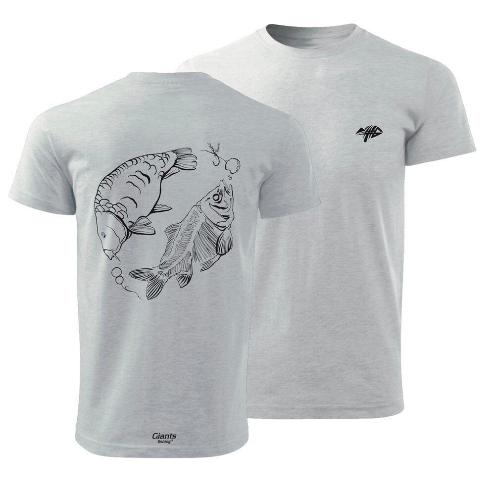 Giants fishing Tričko pánské šedé Kapr s kostrou - vel. 2XL