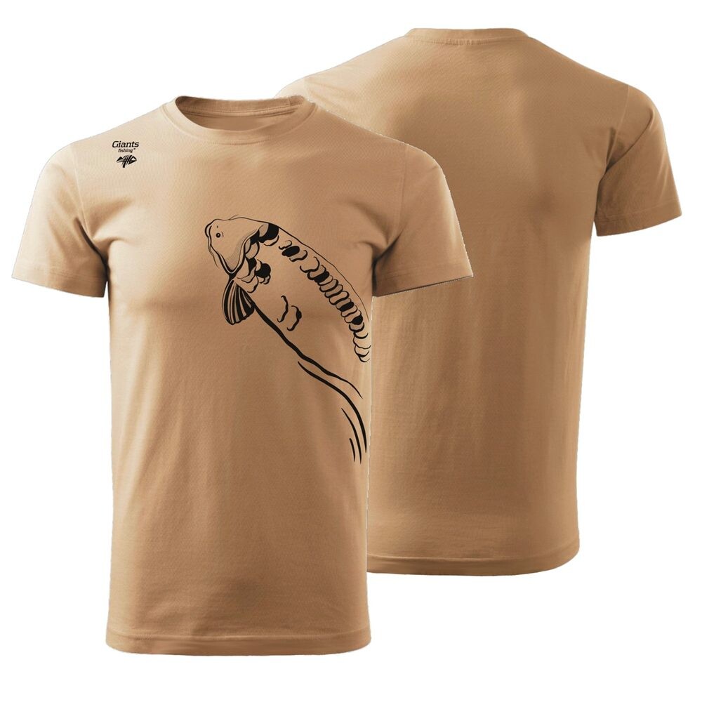 Giants fishing Tričko pánské béžové Plavající kapr - vel. 2XL