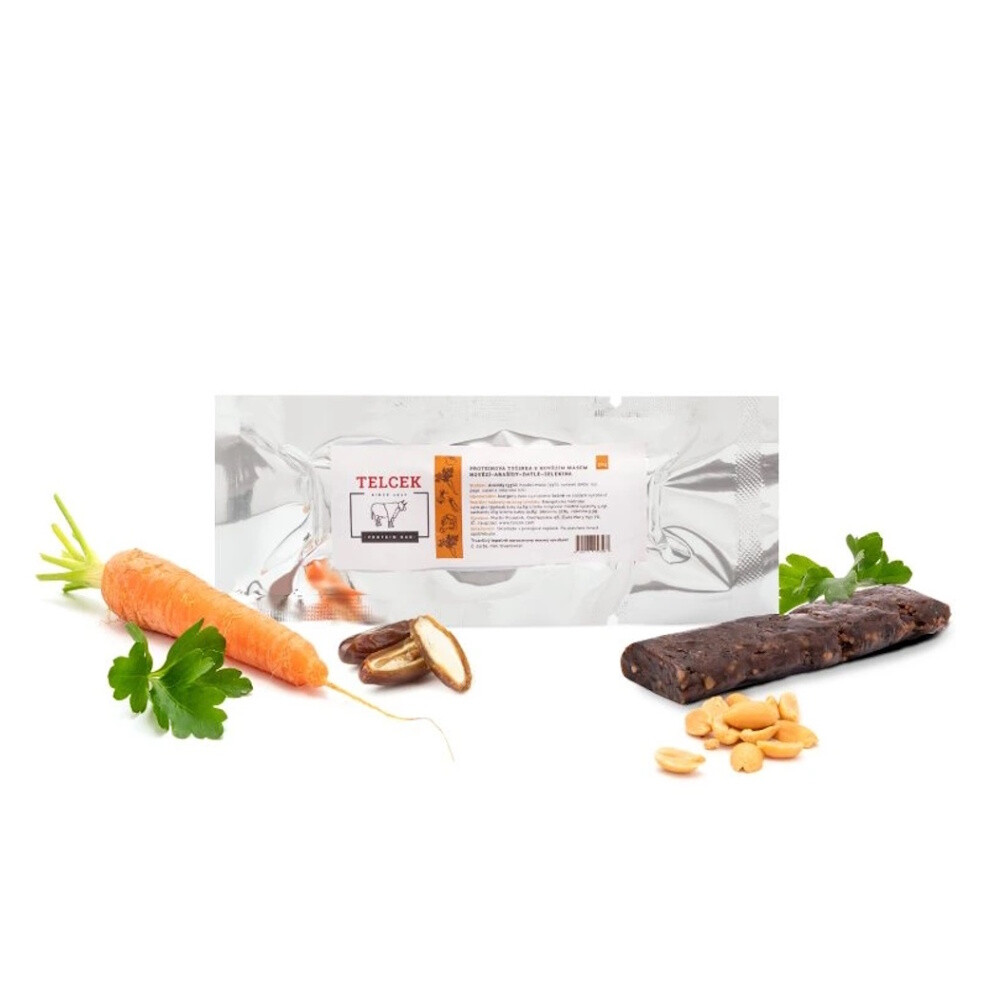TELCEK Hovězí proteinová tyčinka s arašídy datlemi a zeleninou 50 g