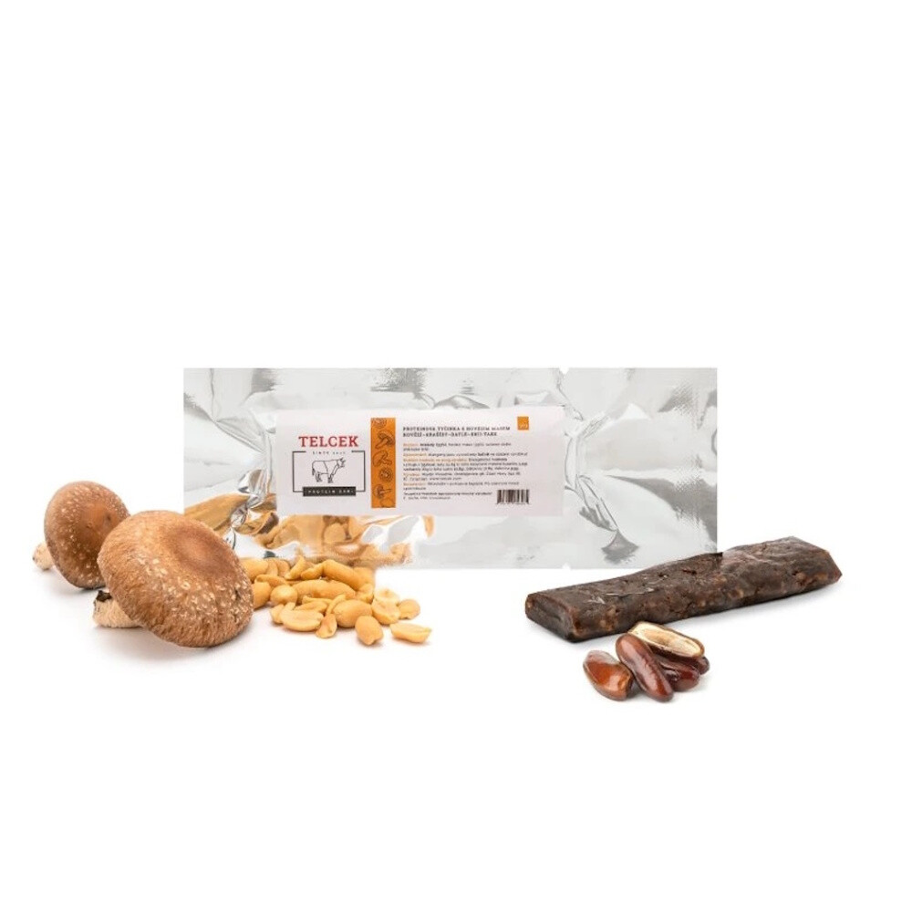 TELCEK Hovězí proteinová tyčinka s arašídy datlemi a shiitake 50 g