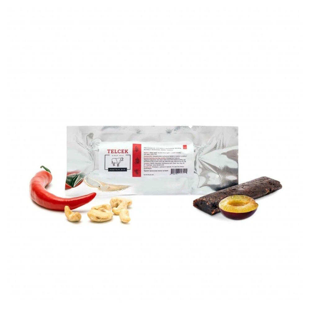 TELCEK Hovězí proteinová tyčinka s arašídy datlemi a chilli 50 g