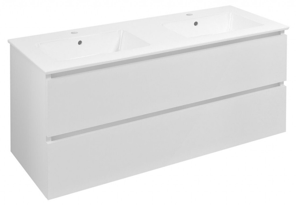 SAPHO EZARA dvojumyvadlová skříňka 120x55x46cm, bílá lesk EZ121-3030