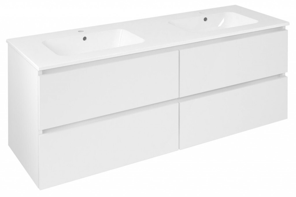 SAPHO EZARA dvojumyvadlová skříňka 140x55x46cm, bílá lesk EZ141-3030