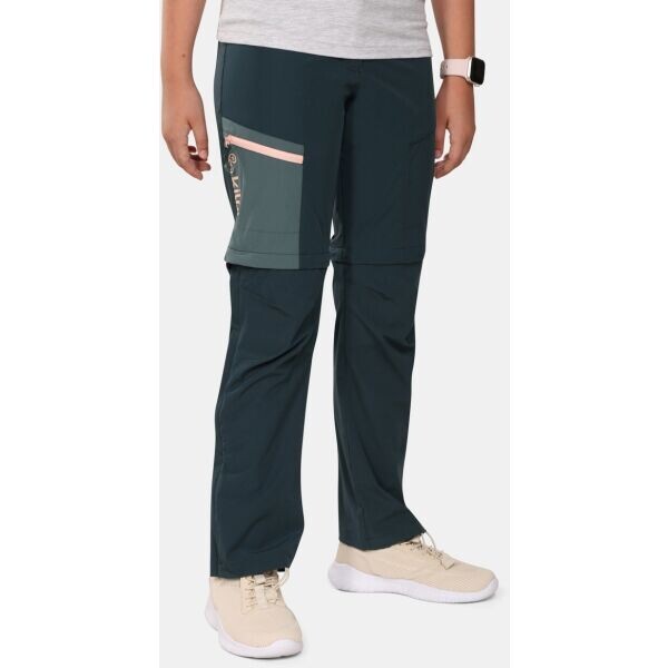 KILPI HOSIO Dívčí outdoorové kalhoty, tmavě zelená, velikost