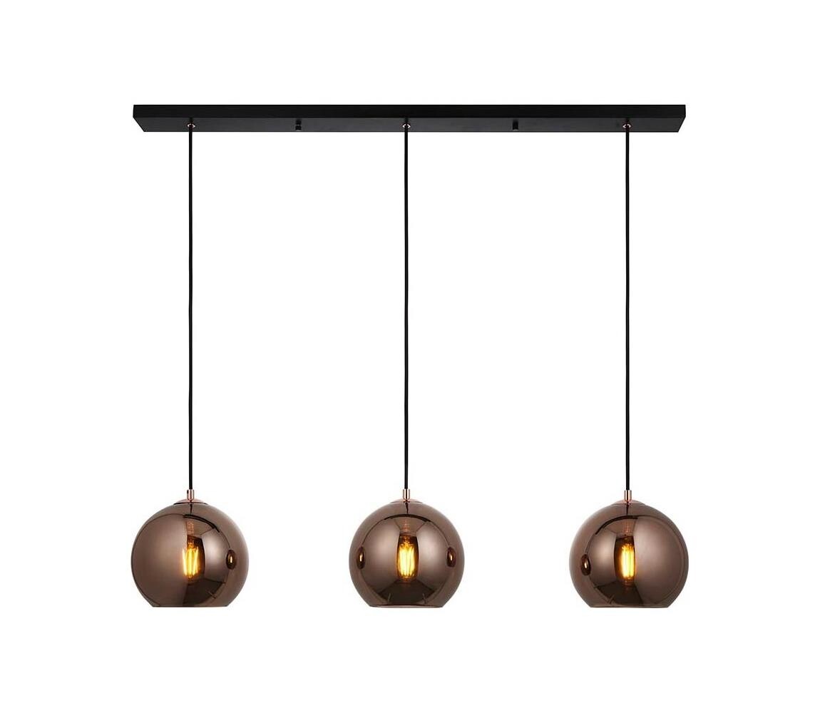 Endon Endon 102929 - Lustr na lanku BOLI 3xE27/10W/230V černá/kouřová hnědá